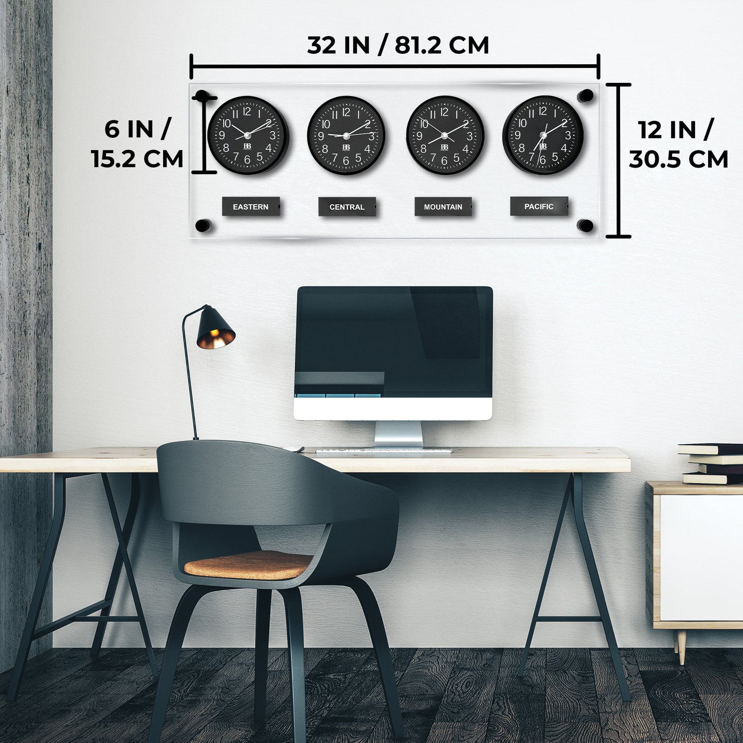 BBHoraire Black Time Zone Clock